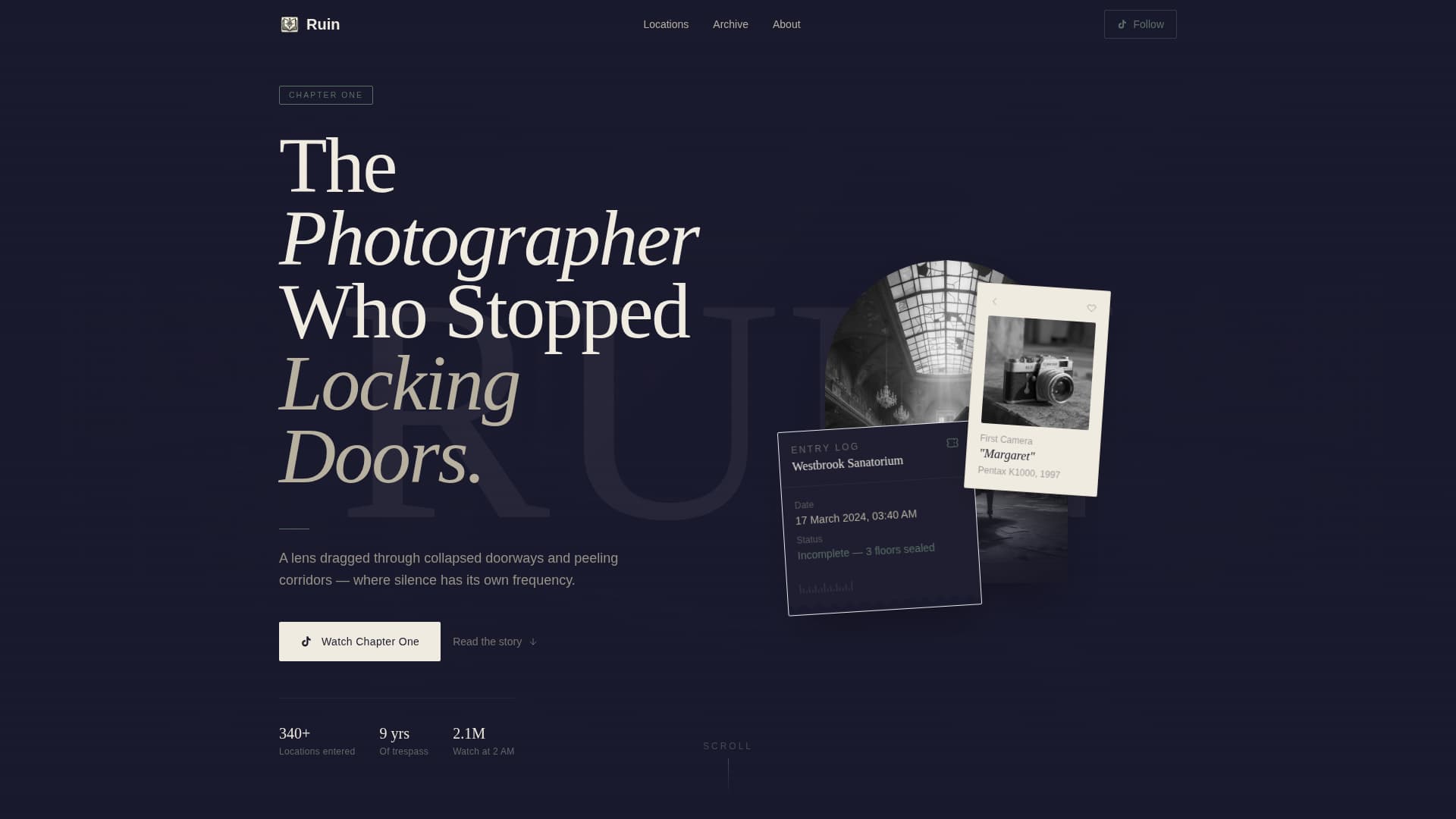 Ruin - Haunting Photography Landing Page Template