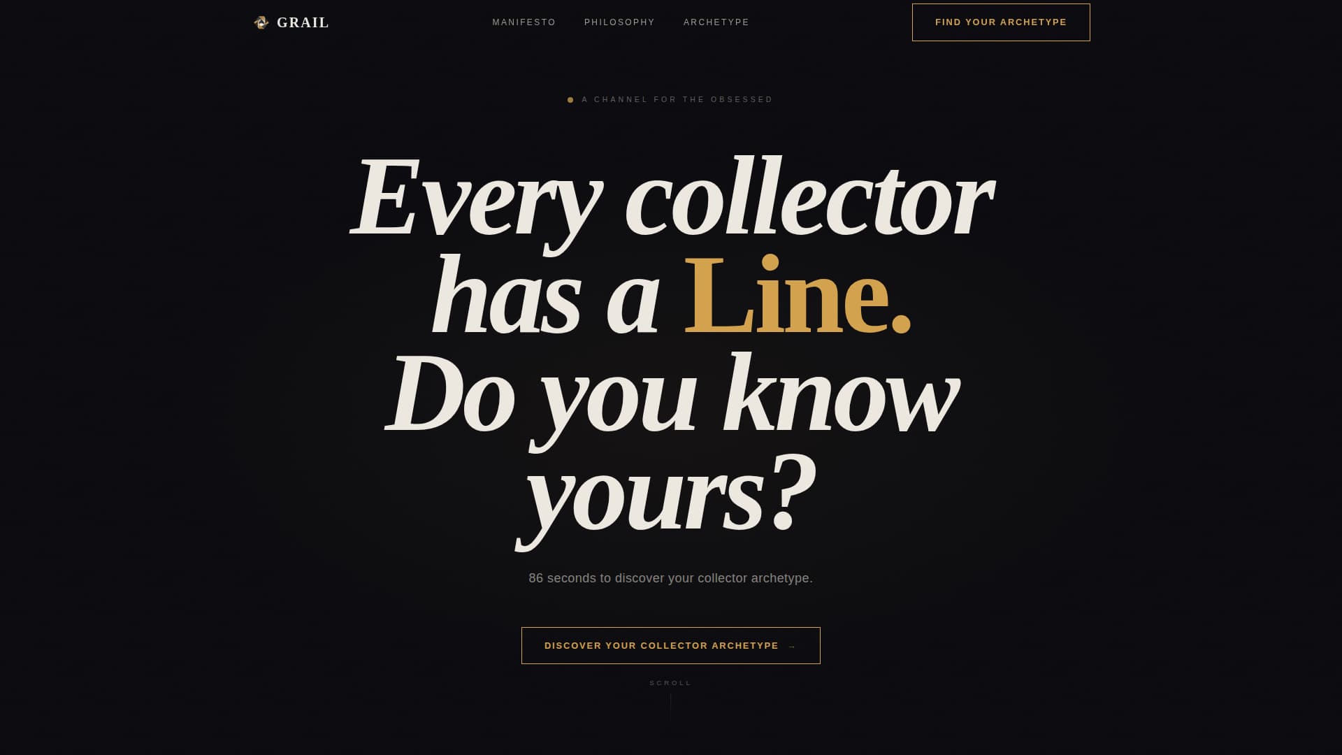 Grail — Obsessive Collector Marketplace Landing Page Template