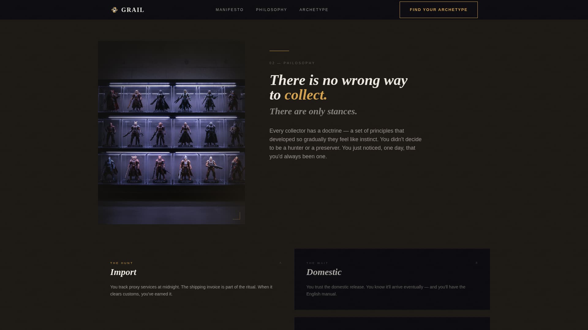 Grail — Obsessive Collector Marketplace Landing Page Template