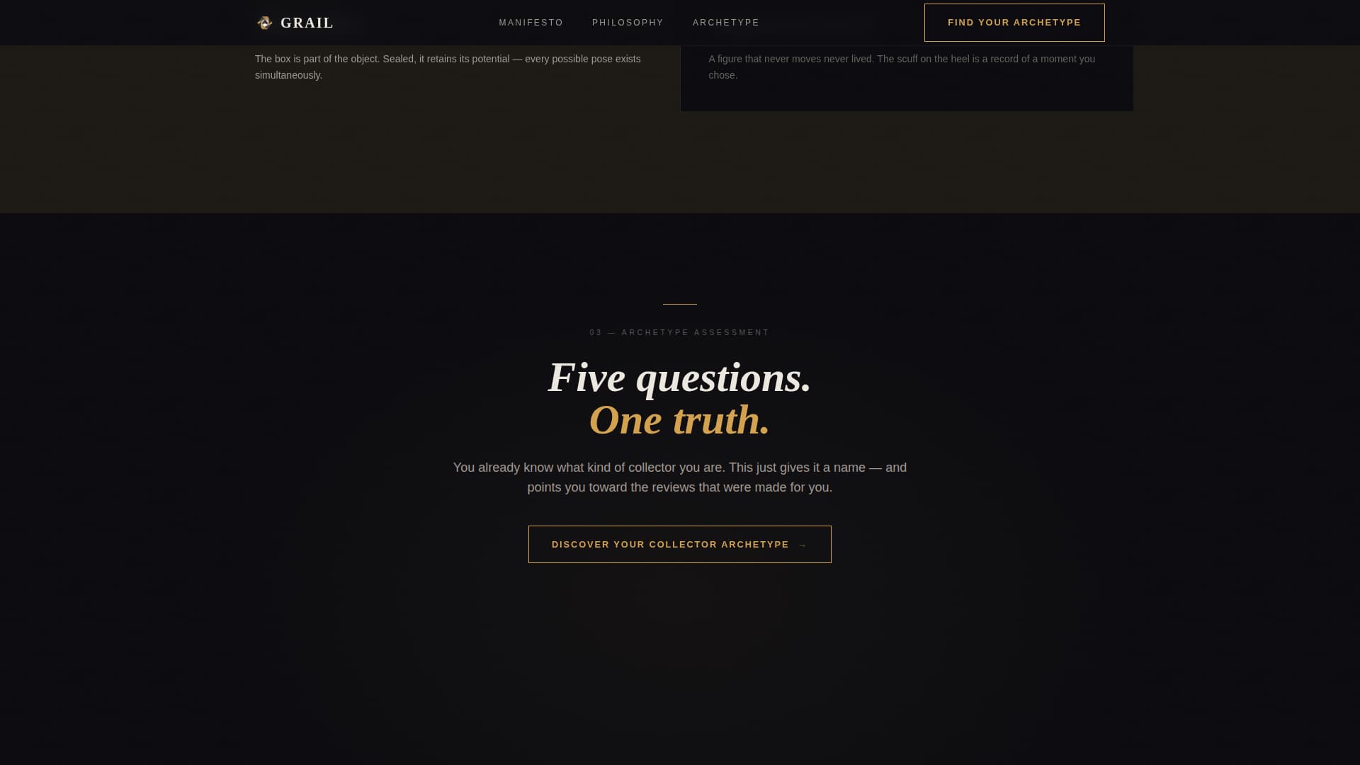 Grail — Obsessive Collector Marketplace Landing Page Template