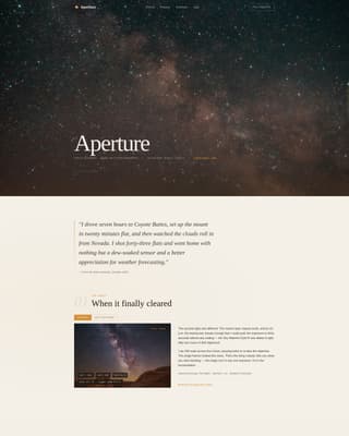 Aperture - Captivating Astrophotography Landing Page Template