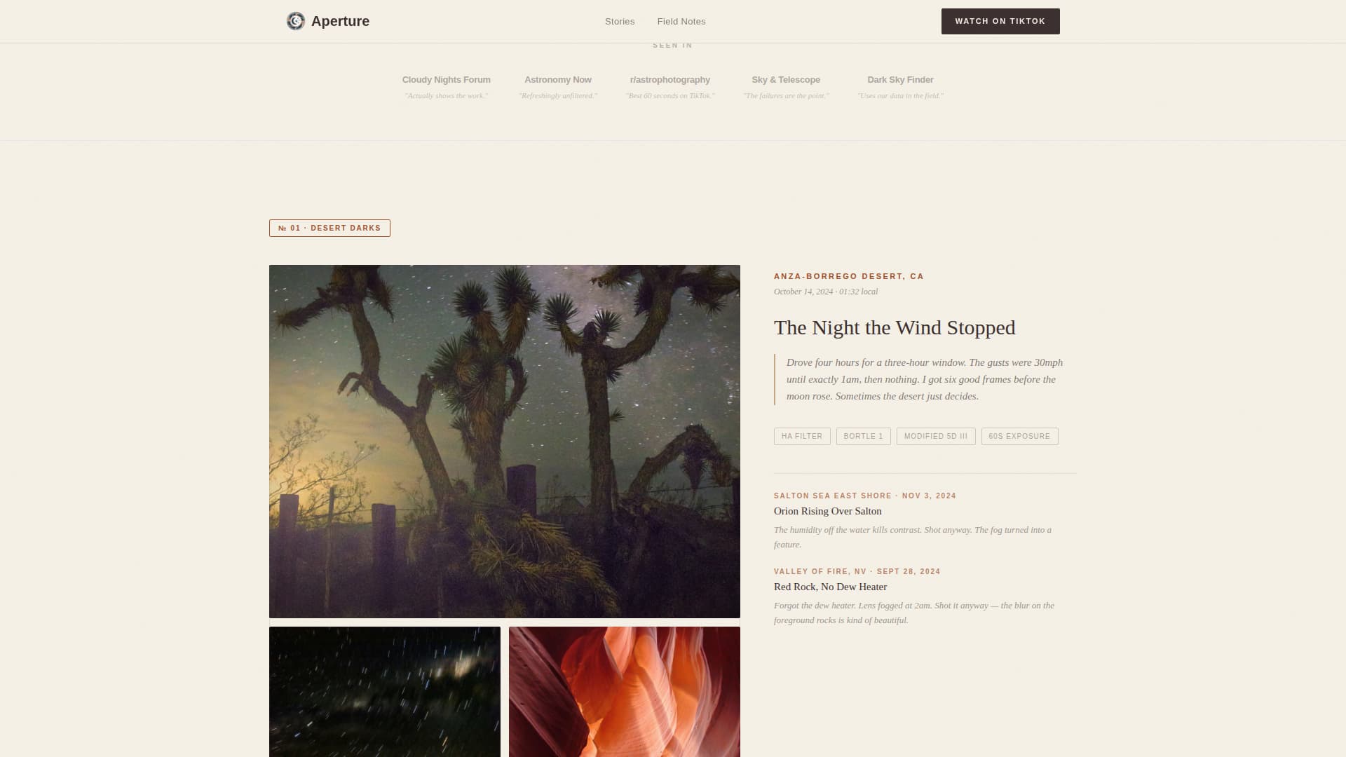 Aperture — Stunning Space Photography Landing Page Template