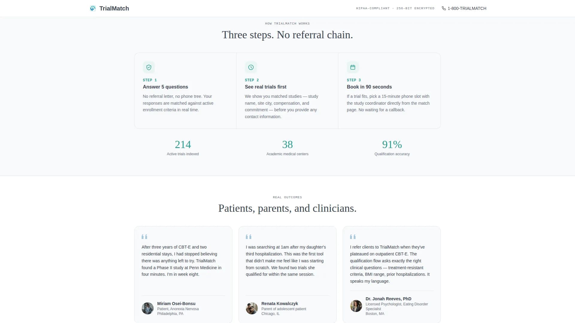 Specialist Eating Disorder Care Appointment Booking Website Template