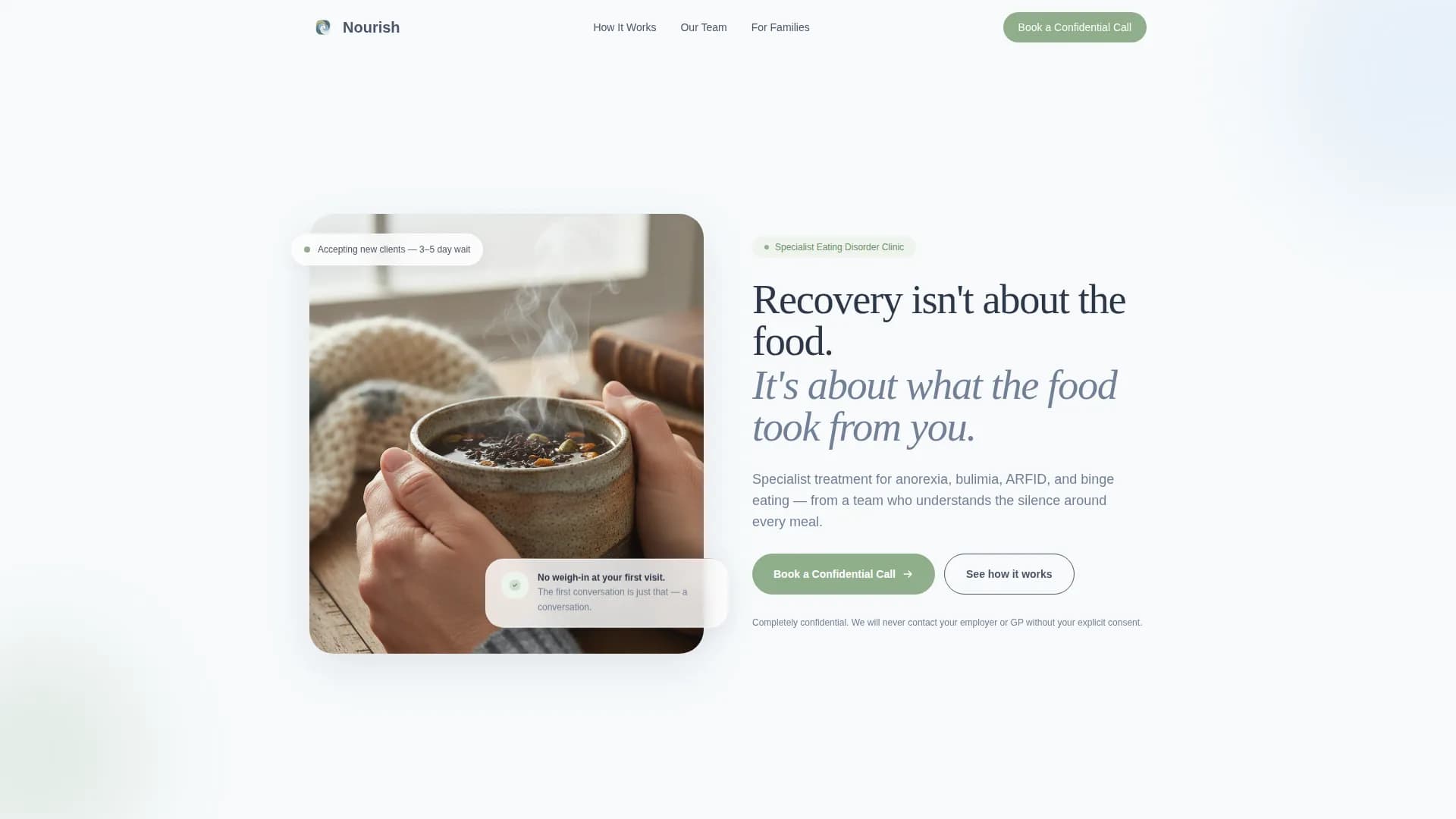 Advanced Eating Disorder Care Appointment Booking Website Template