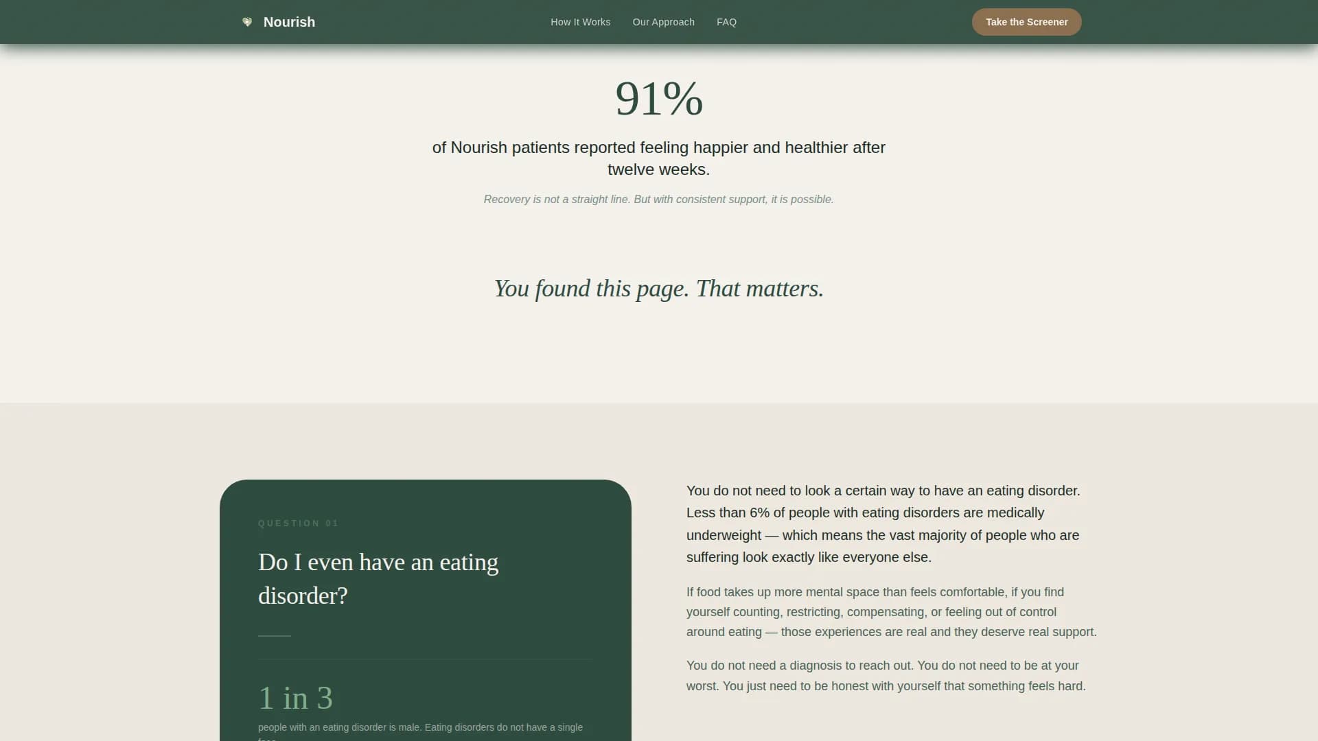 Eating Disorder Care FAQ & Common Questions Website Template