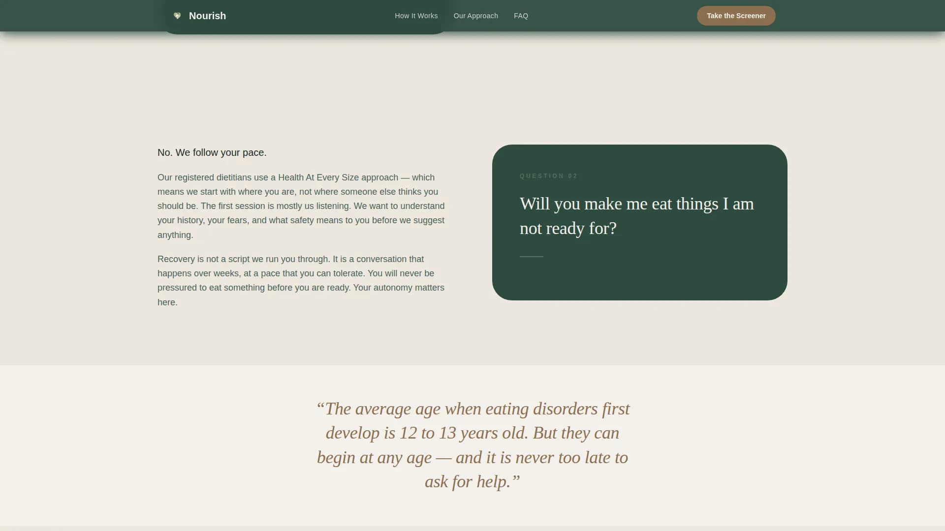 Eating Disorder Care FAQ & Common Questions Website Template