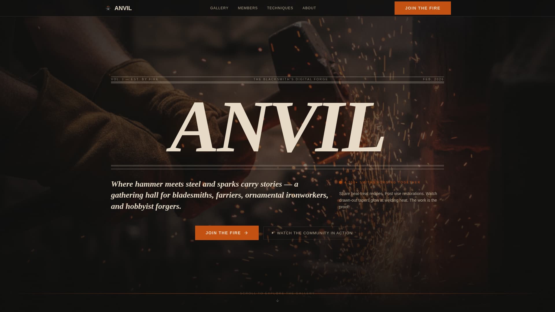Anvil — Premium Metalcraft Forge Landing Page Template