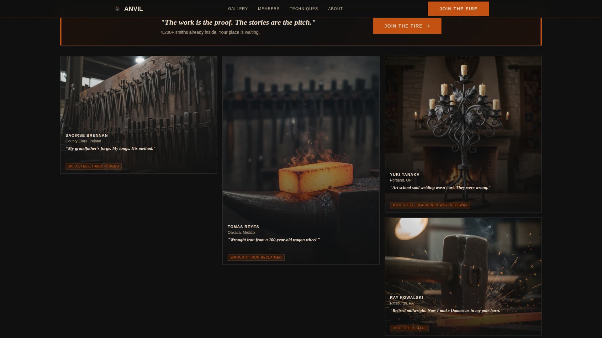 Anvil — Premium Metalcraft Forge Landing Page Template