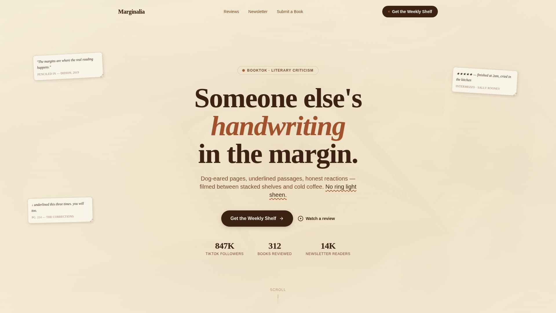 Marginalia — Expert Book Club Community Landing Page Template