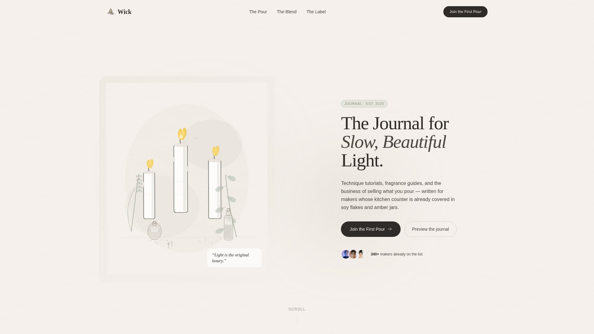 Wick — Premium Soy Candle Crafting Landing Page Template