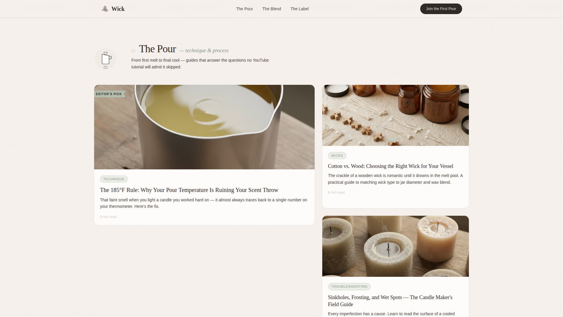 Wick — Premium Soy Candle Crafting Landing Page Template
