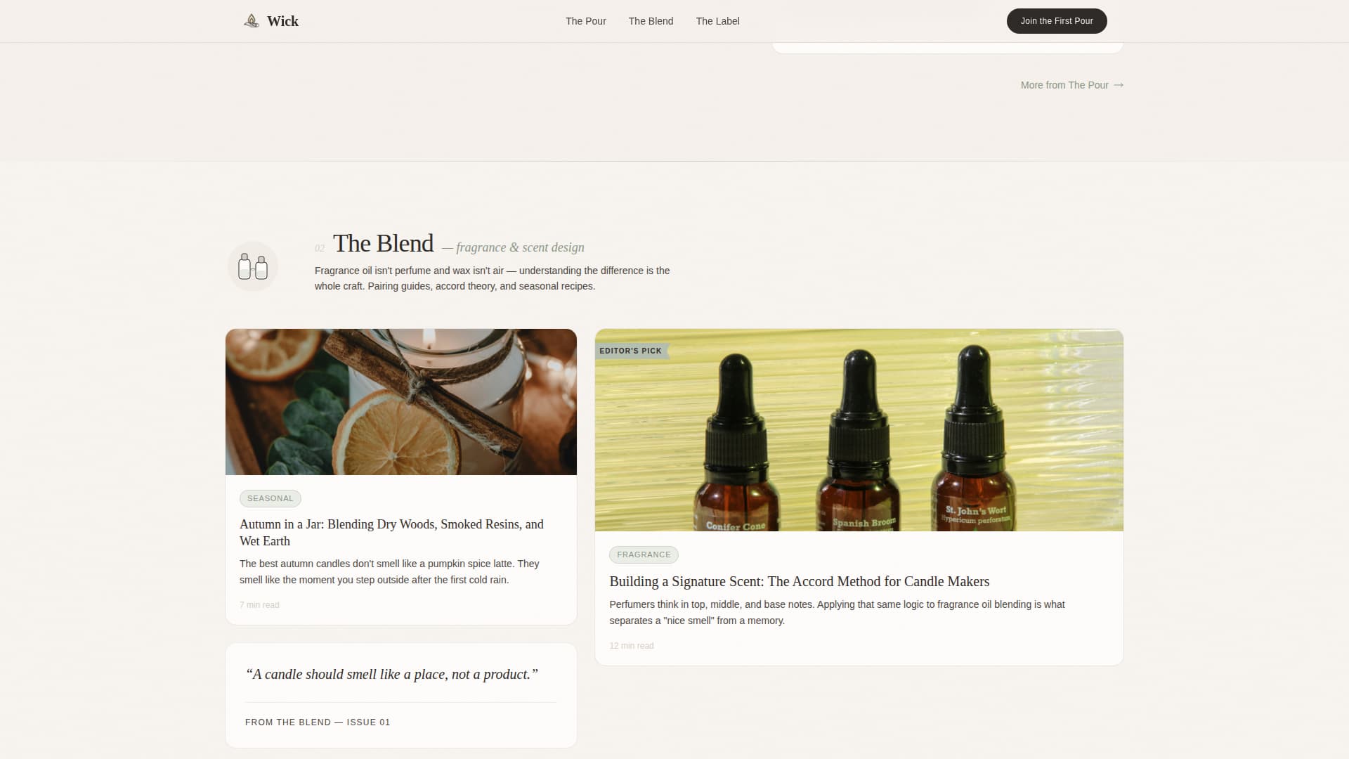Wick — Premium Soy Candle Crafting Landing Page Template