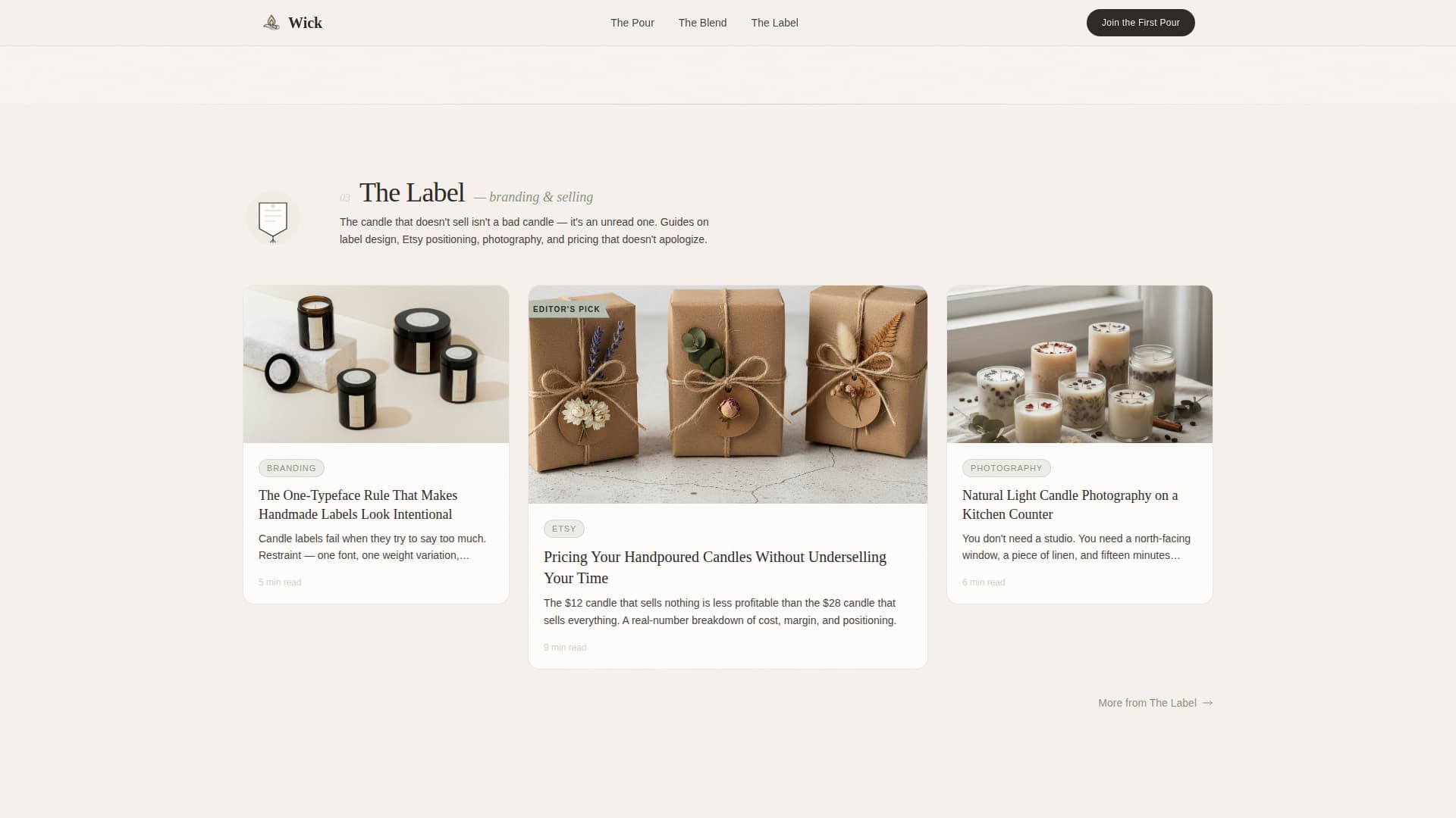 Wick — Premium Soy Candle Crafting Landing Page Template