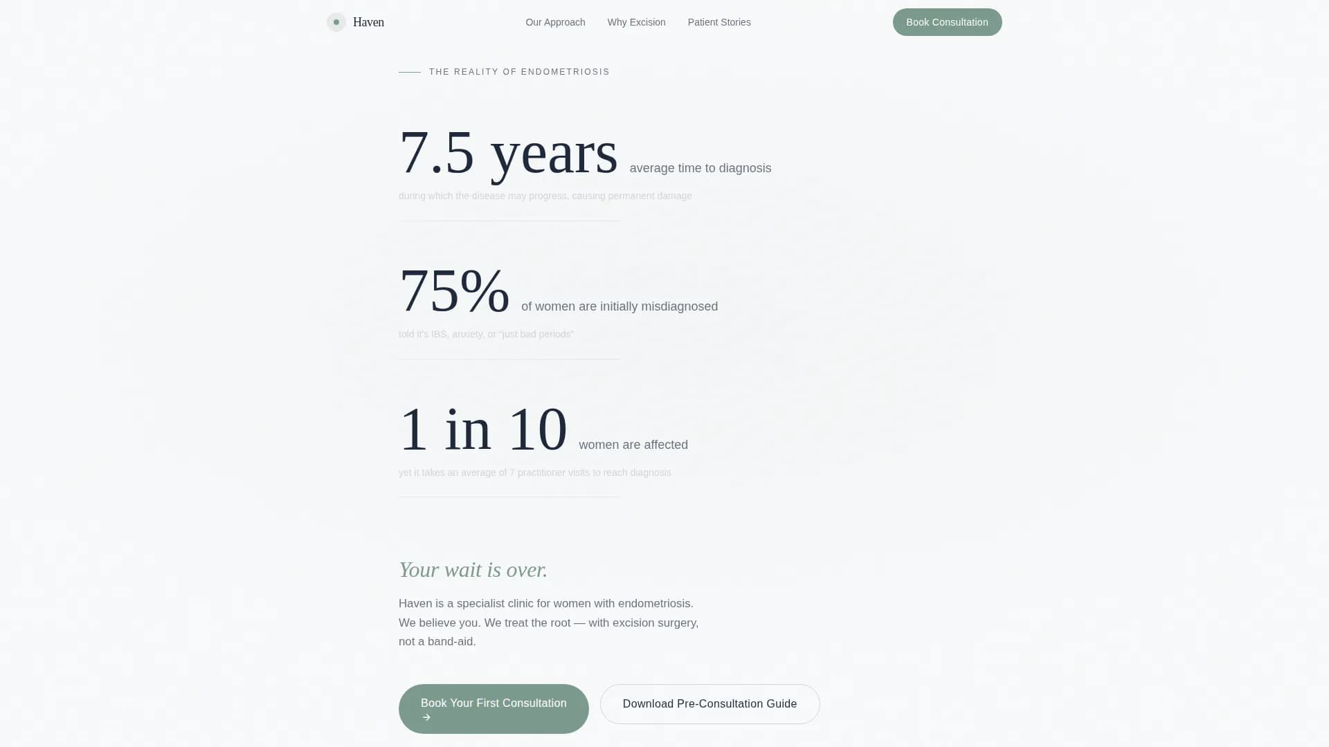 Endometriosis Care Specialist Booking Website Template