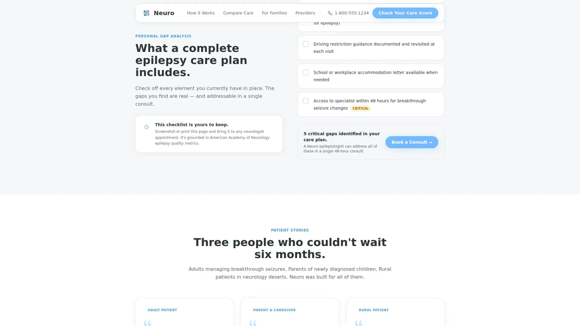 Epilepsy Care Booking Website Template