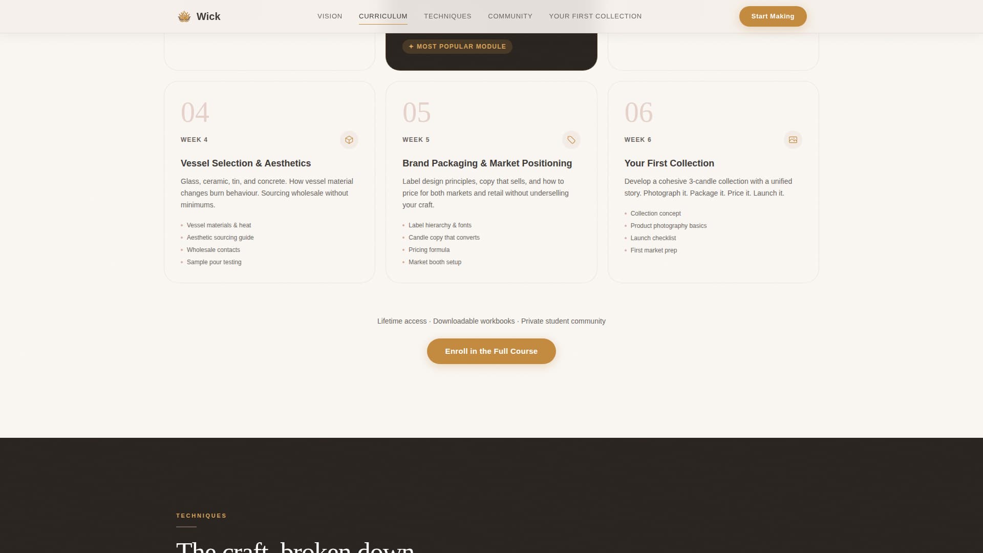 Wick — Premium Wax Craft Landing Page Template