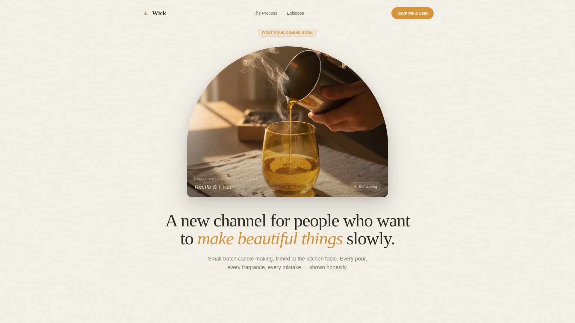 Wick — Mastercraft Candle Artistry Landing Page Template