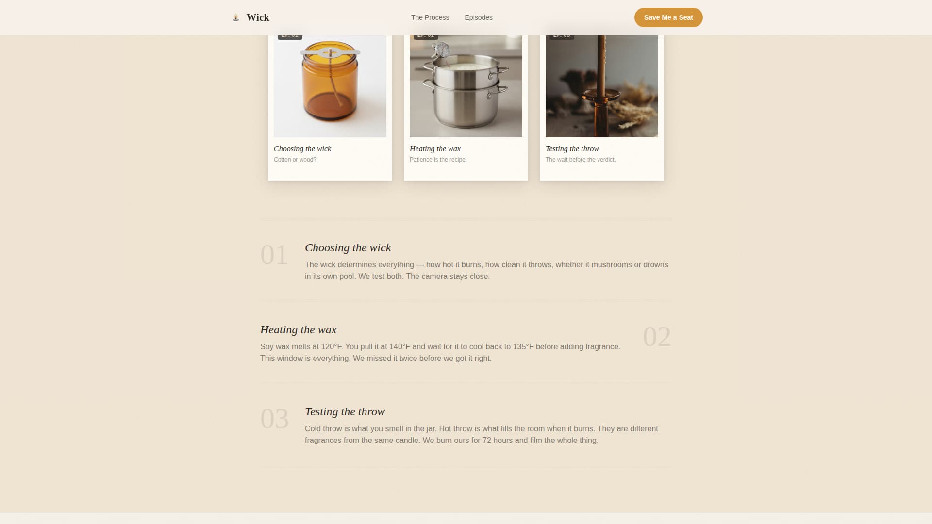 Wick — Mastercraft Candle Artistry Landing Page Template