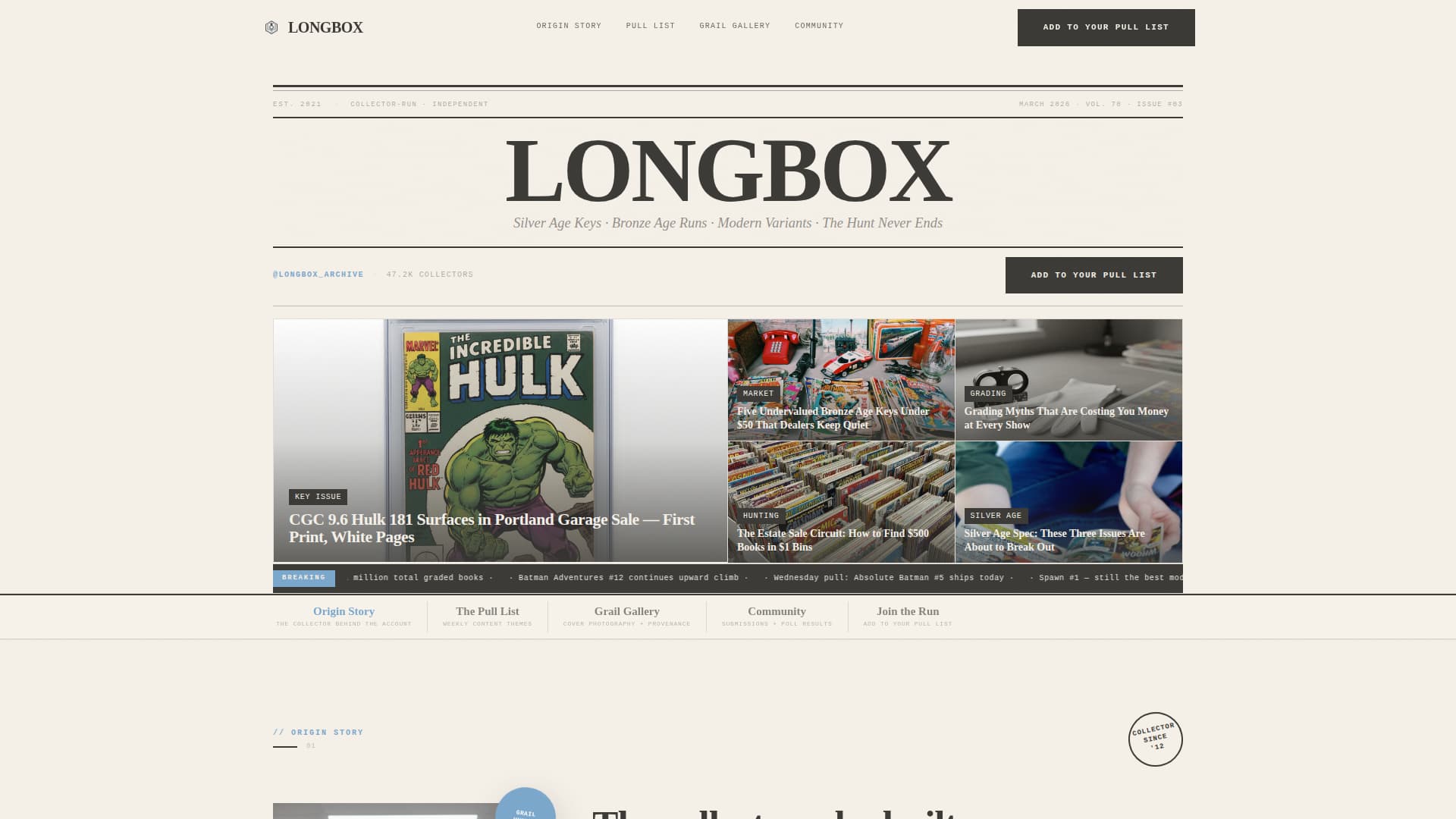Longbox — Expert Comic Book Collecting Landing Page Template