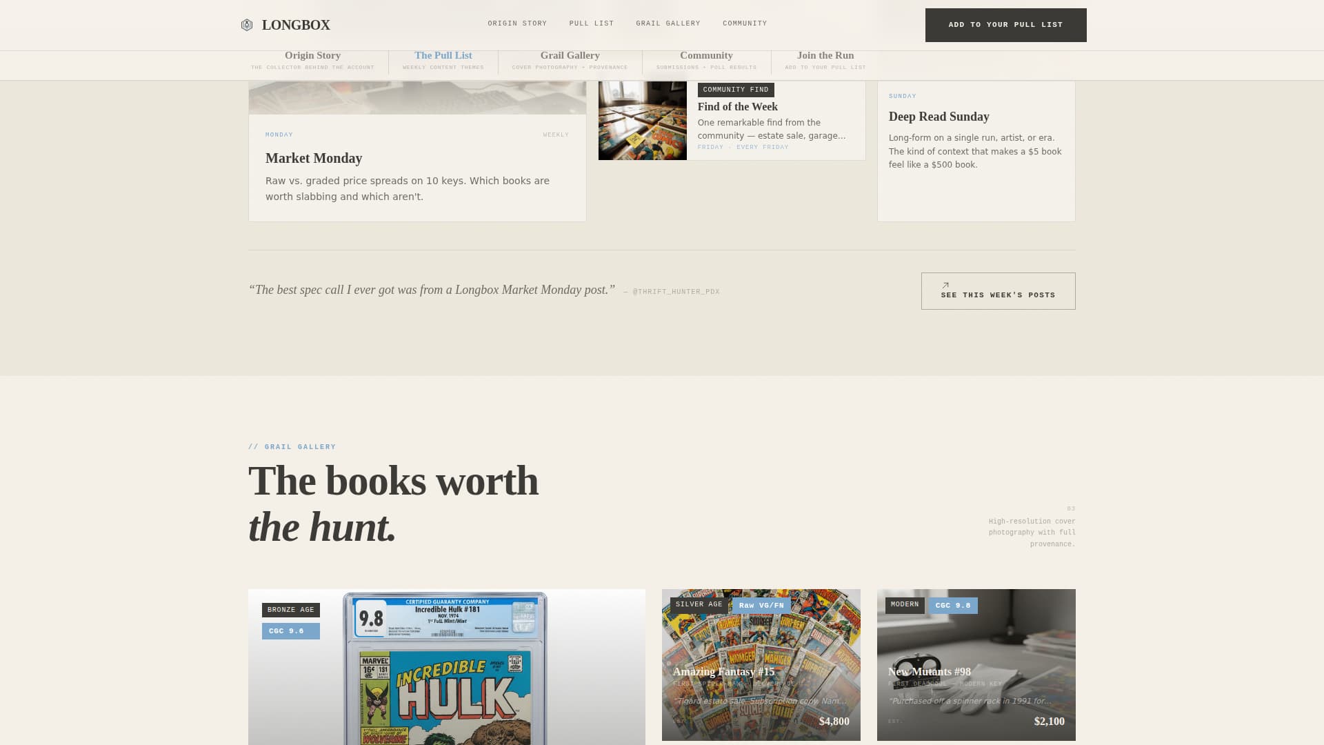 Longbox — Expert Comic Book Collecting Landing Page Template