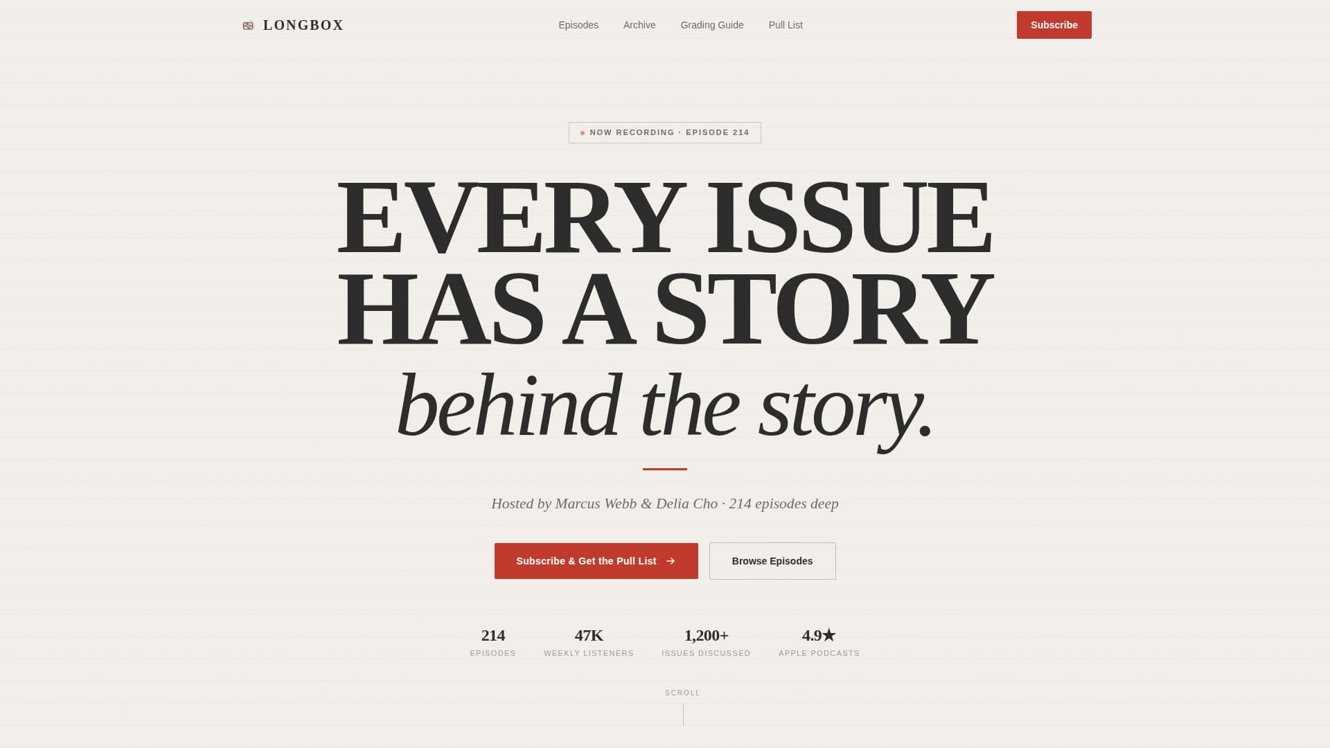 Longbox - Collectors Podcast Landing Page Template