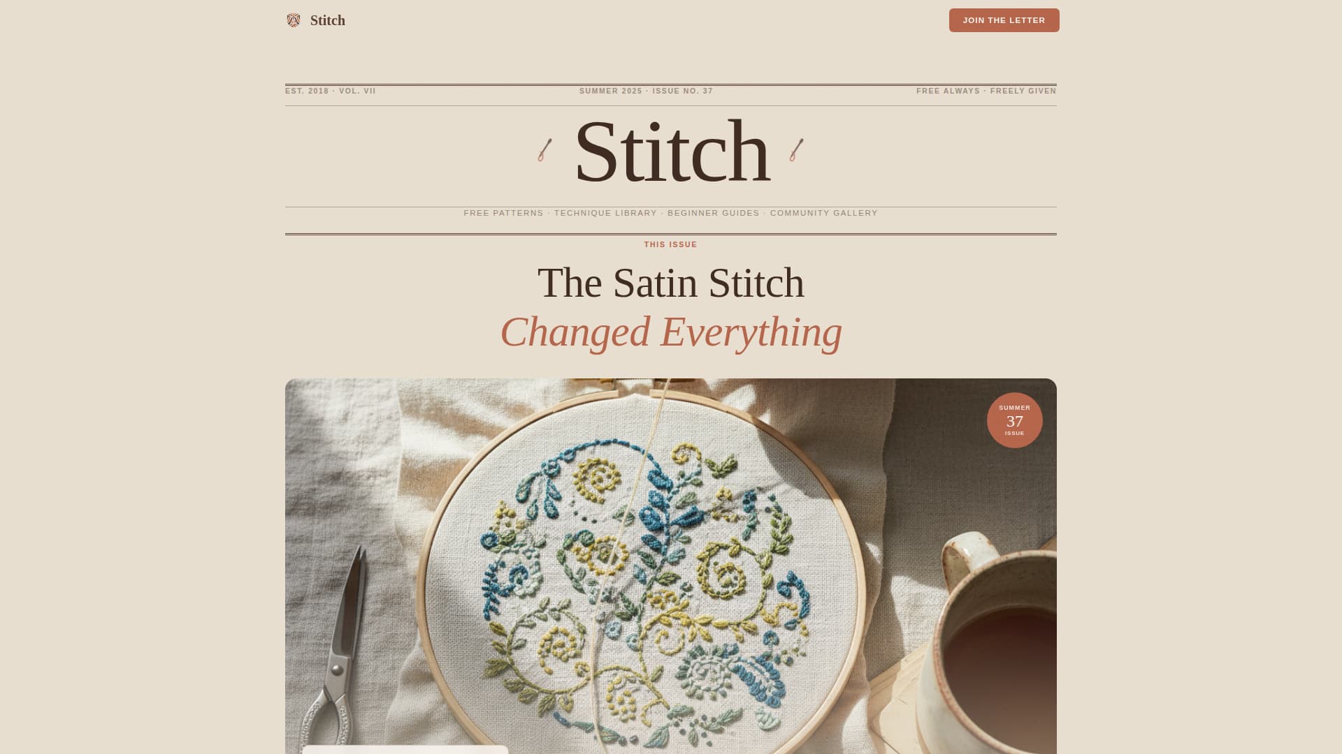 Cross-Stitch & Embroidery Content Blog Website Template