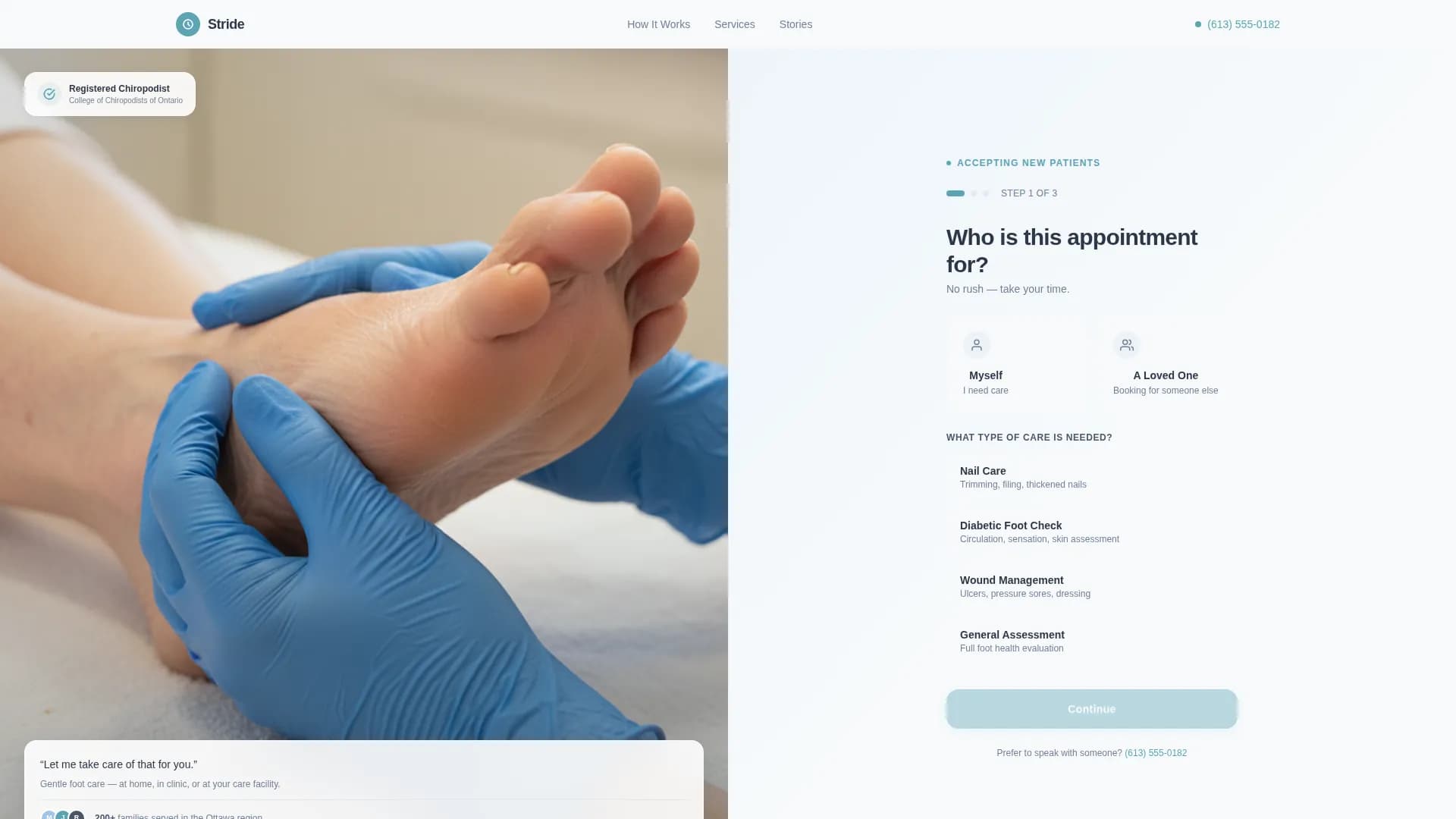 Stride - Geriatric Foot Care Landing Page Template