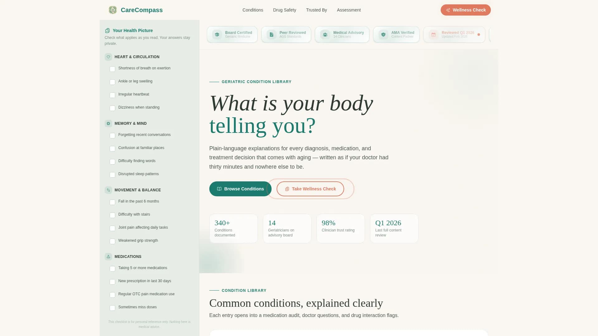 Wise - Condition Library Landing Page Template