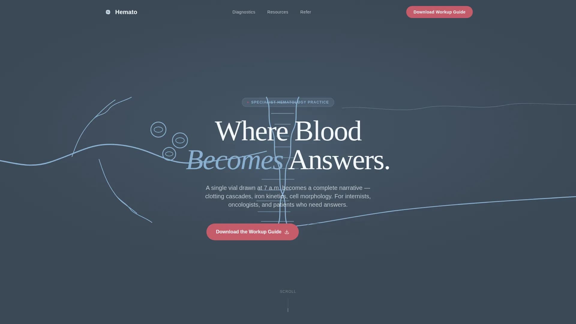Hematologist Practice Website Template with Diagnostic Pathways