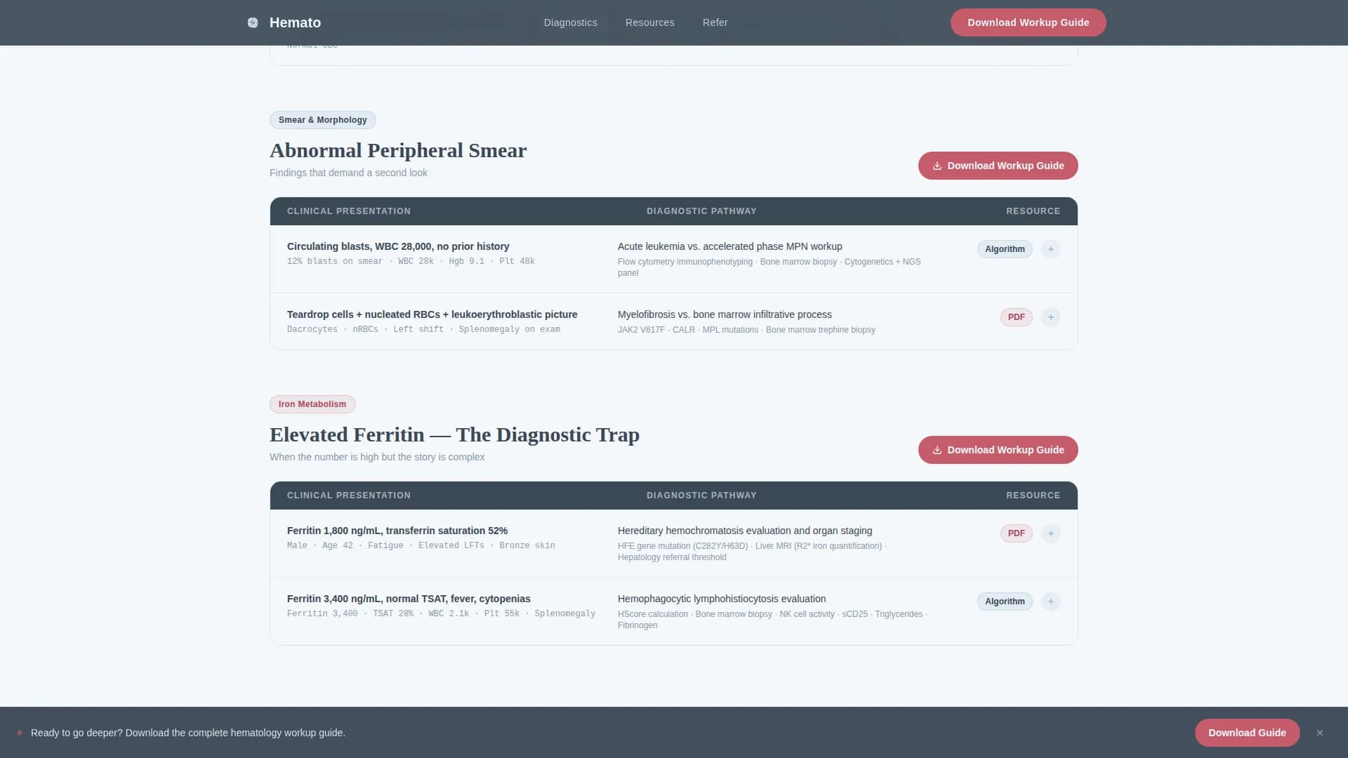 Hematologist Practice Website Template with Diagnostic Pathways