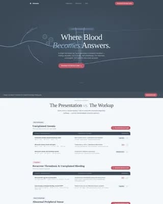 Hematologist Practice Website Template with Diagnostic Pathways