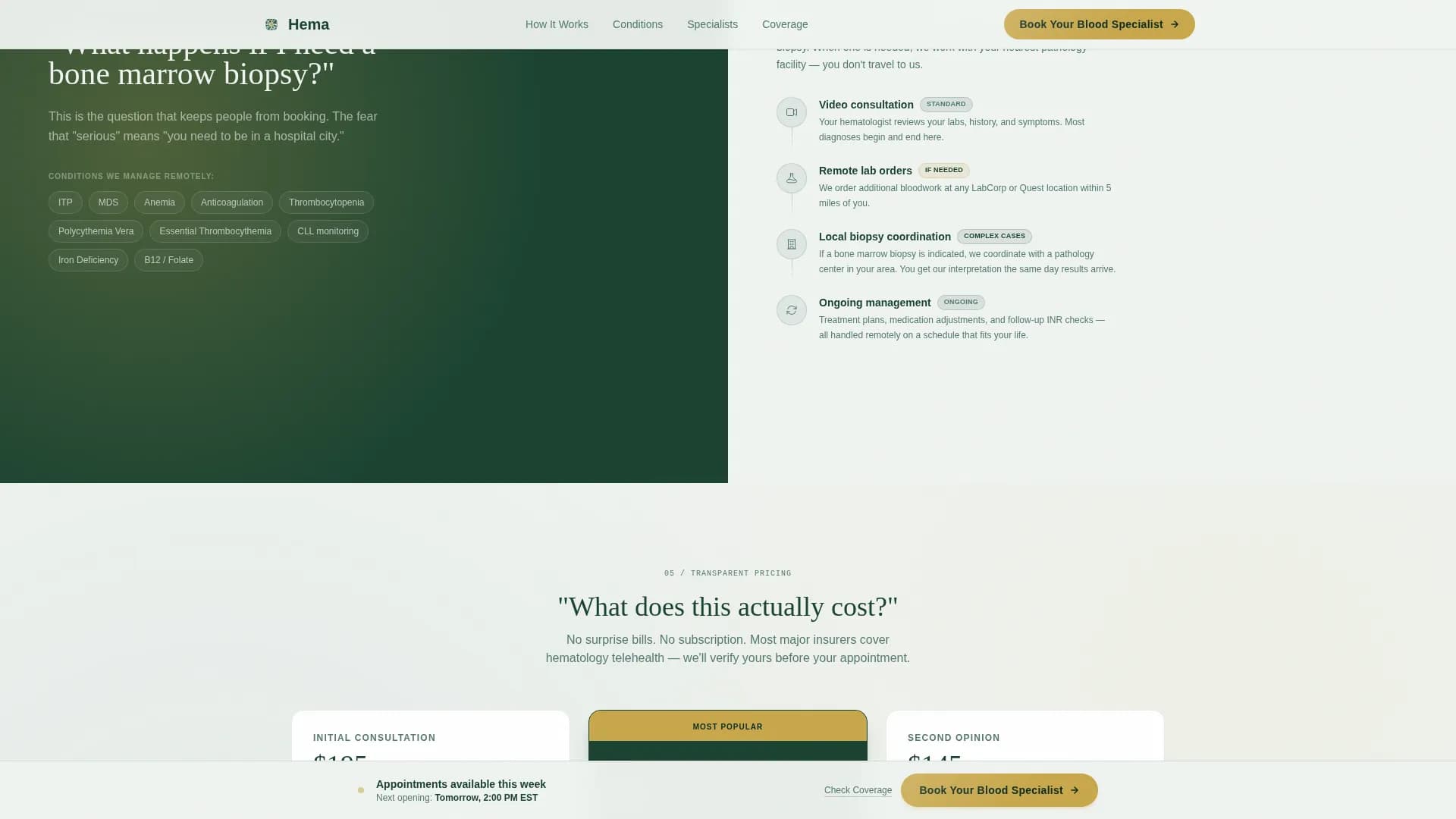 Hema - Hematology Telehealth Landing page Template