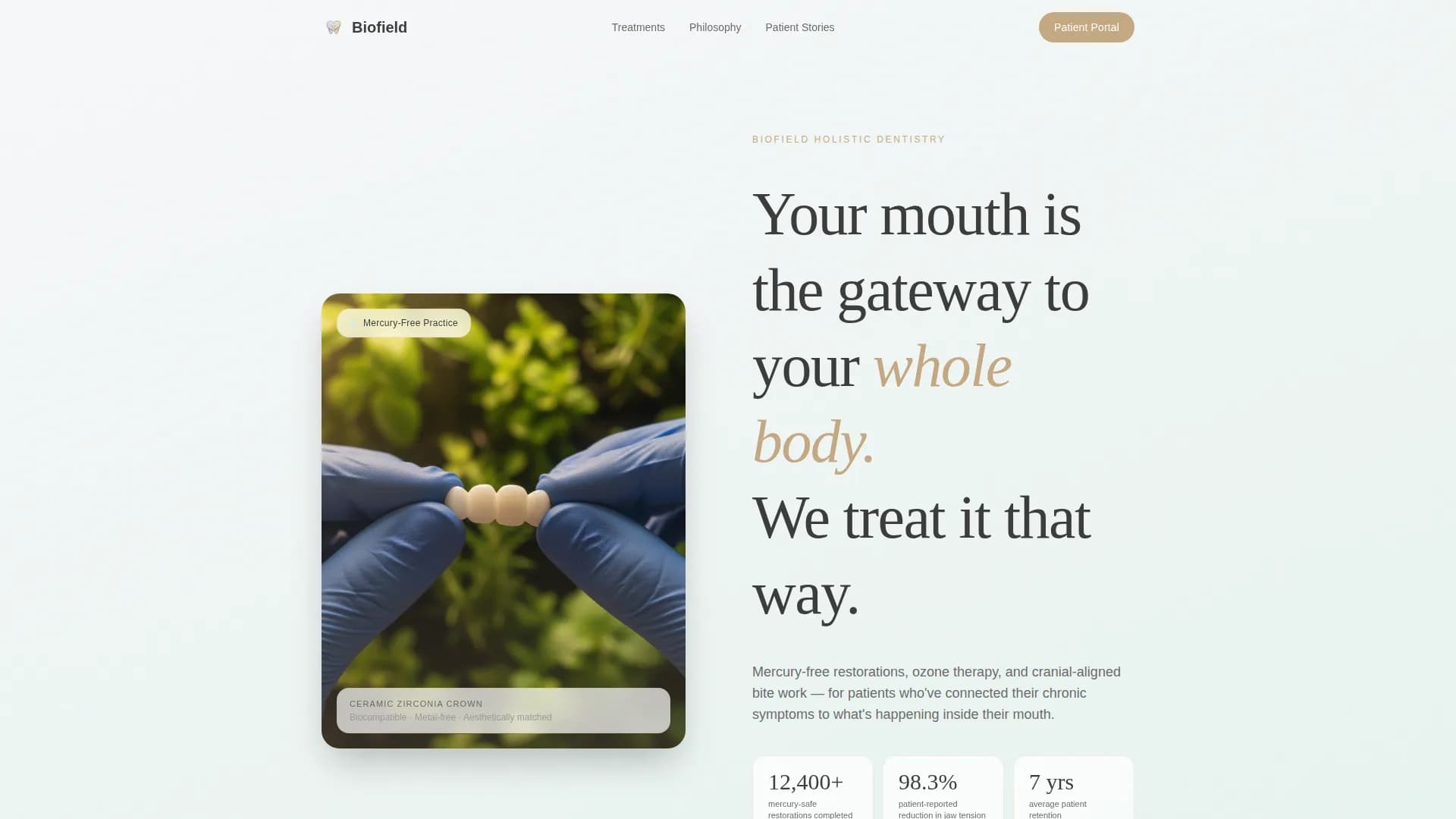Biofield - Holistic Dental Portal Landing Page Template