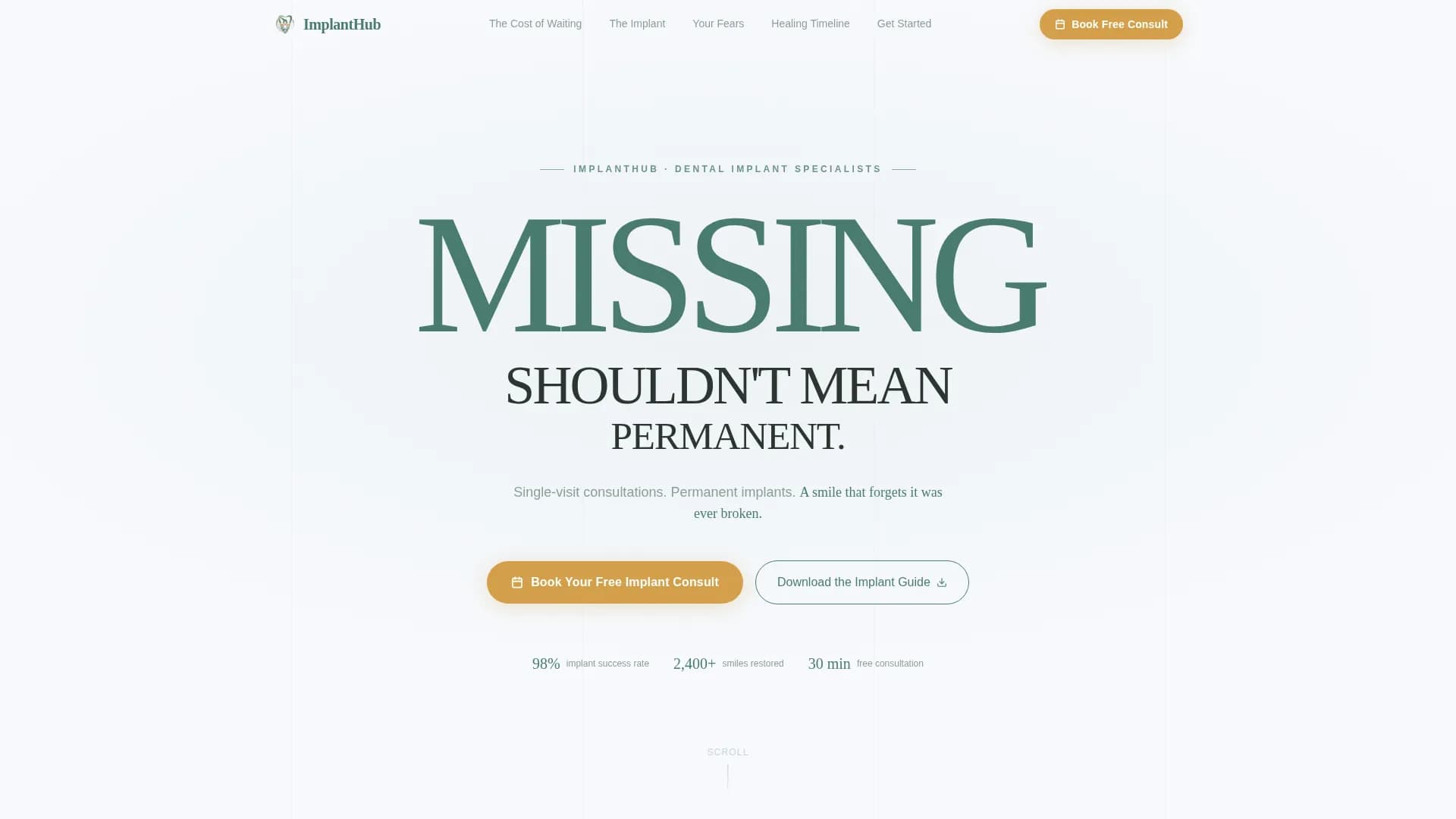 Premium Implant Dentist Appointment Booking Website Template