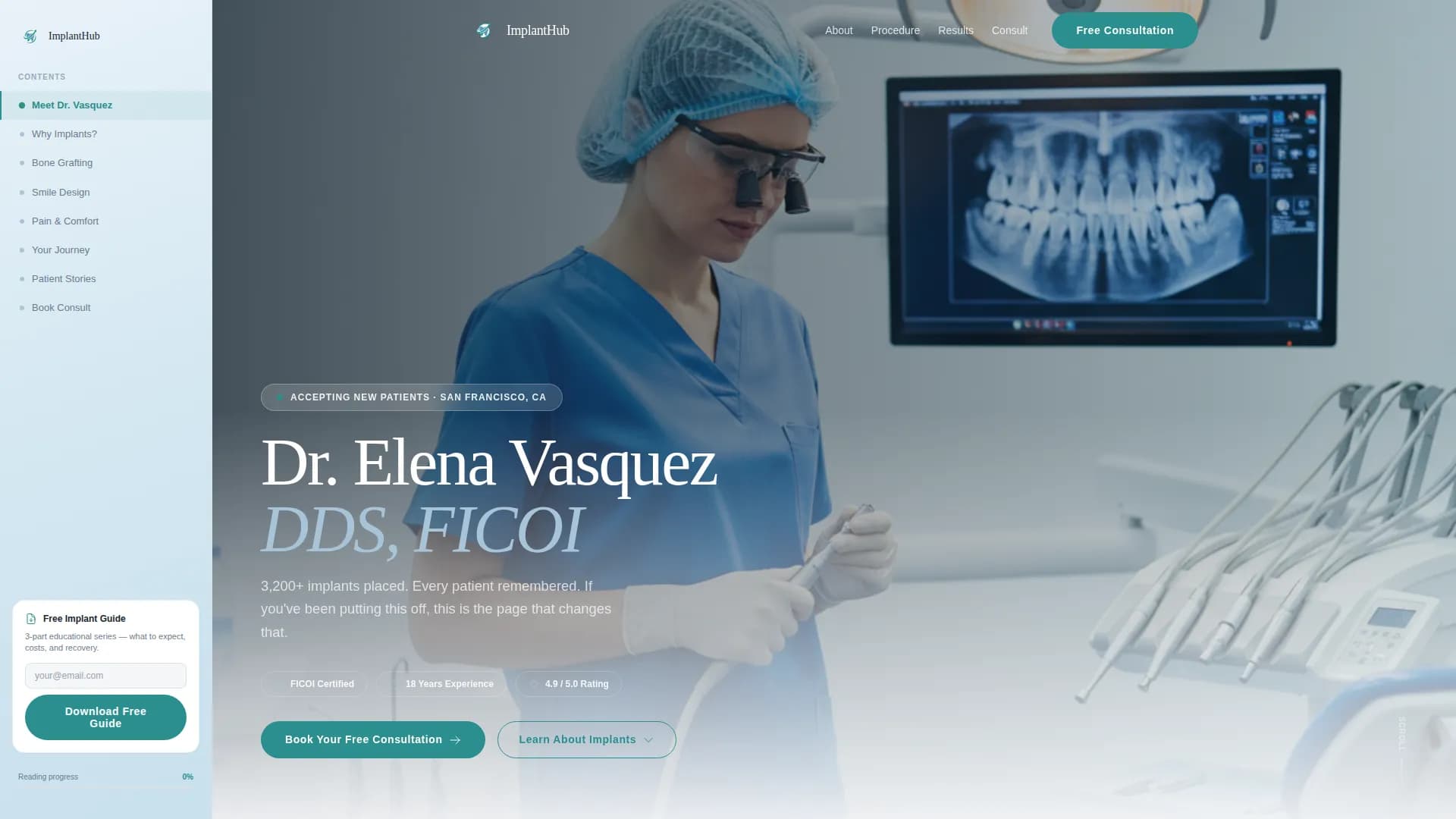 Expert Implant Dentist Appointment Booking Website Template