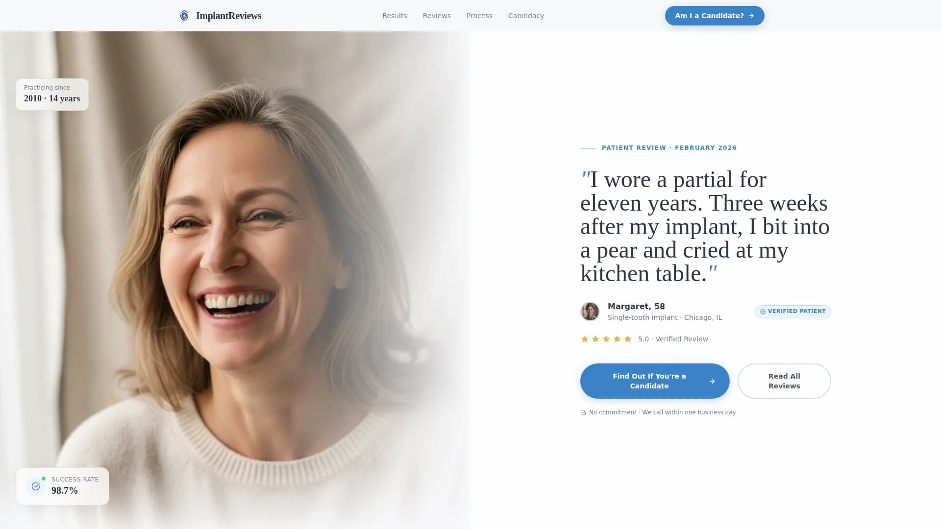 Specialist Implant Dentist Appointment Booking Website Template