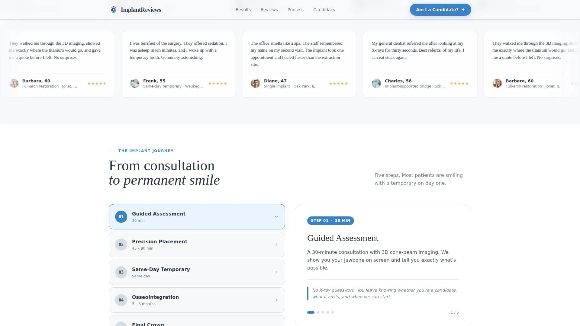 Specialist Implant Dentist Appointment Booking Website Template