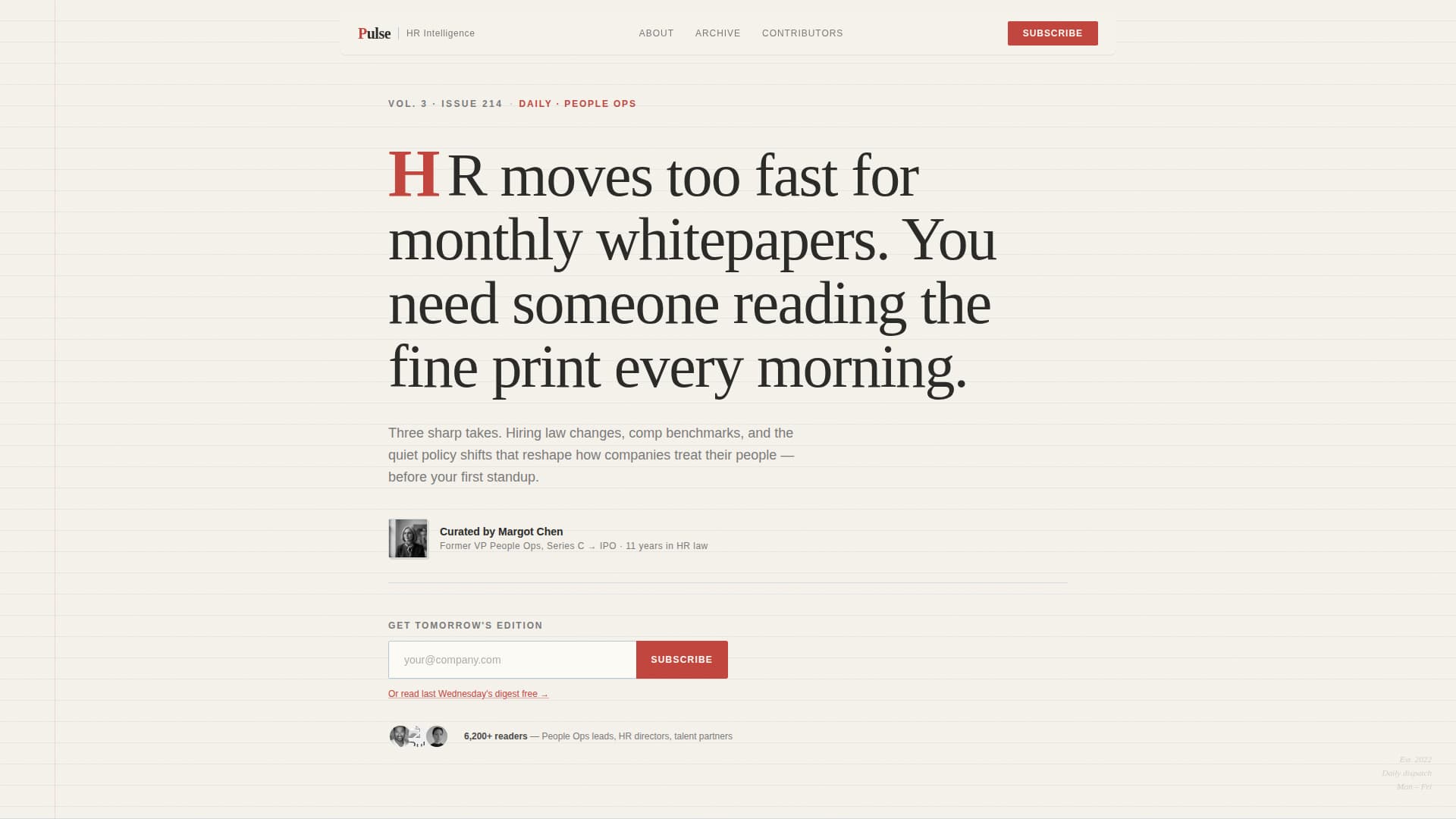 Pulse - Authoritative HR Newsletter Landing Page Template