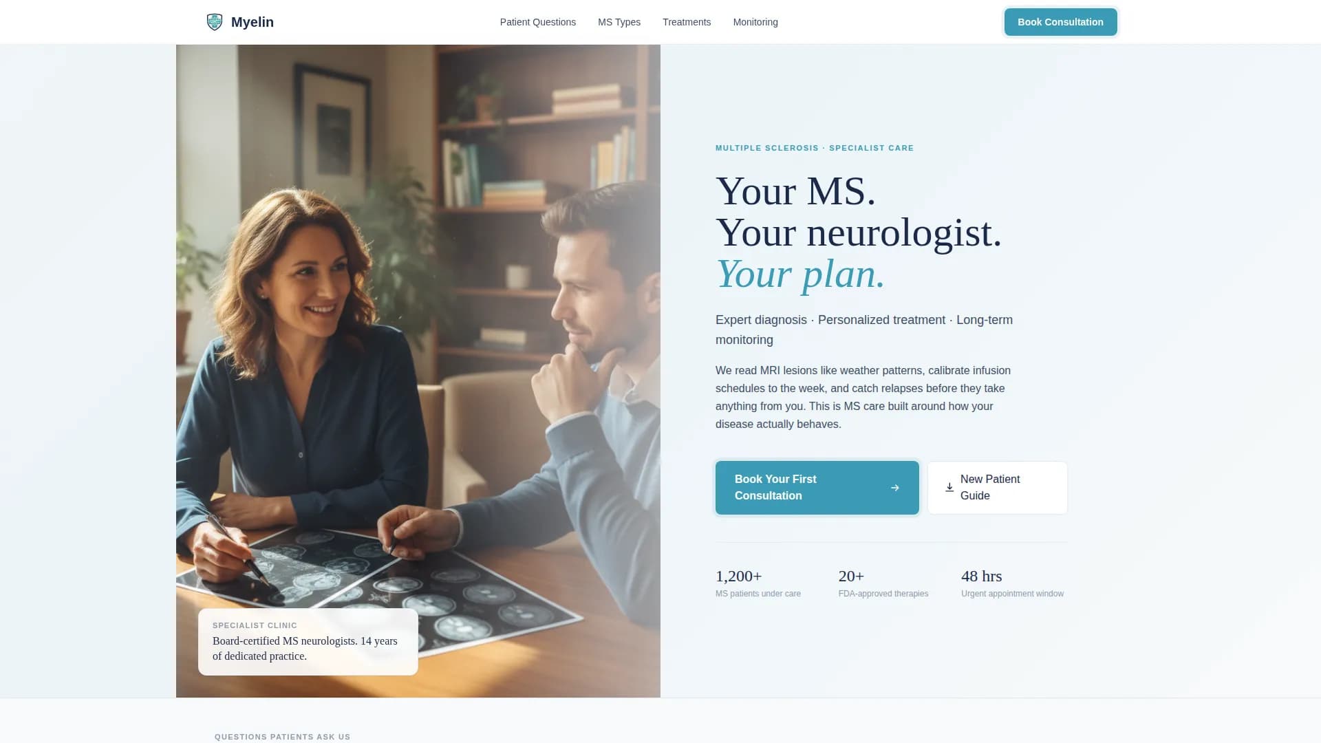 Multiple Sclerosis Care Booking Website Template