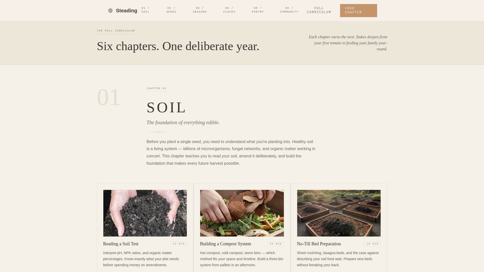 Steading - Seasonal Homesteading Landing Page Template