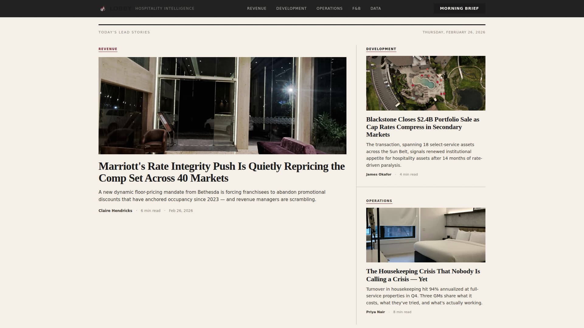 Lobby - Authoritative Hospitality Landing Page Template