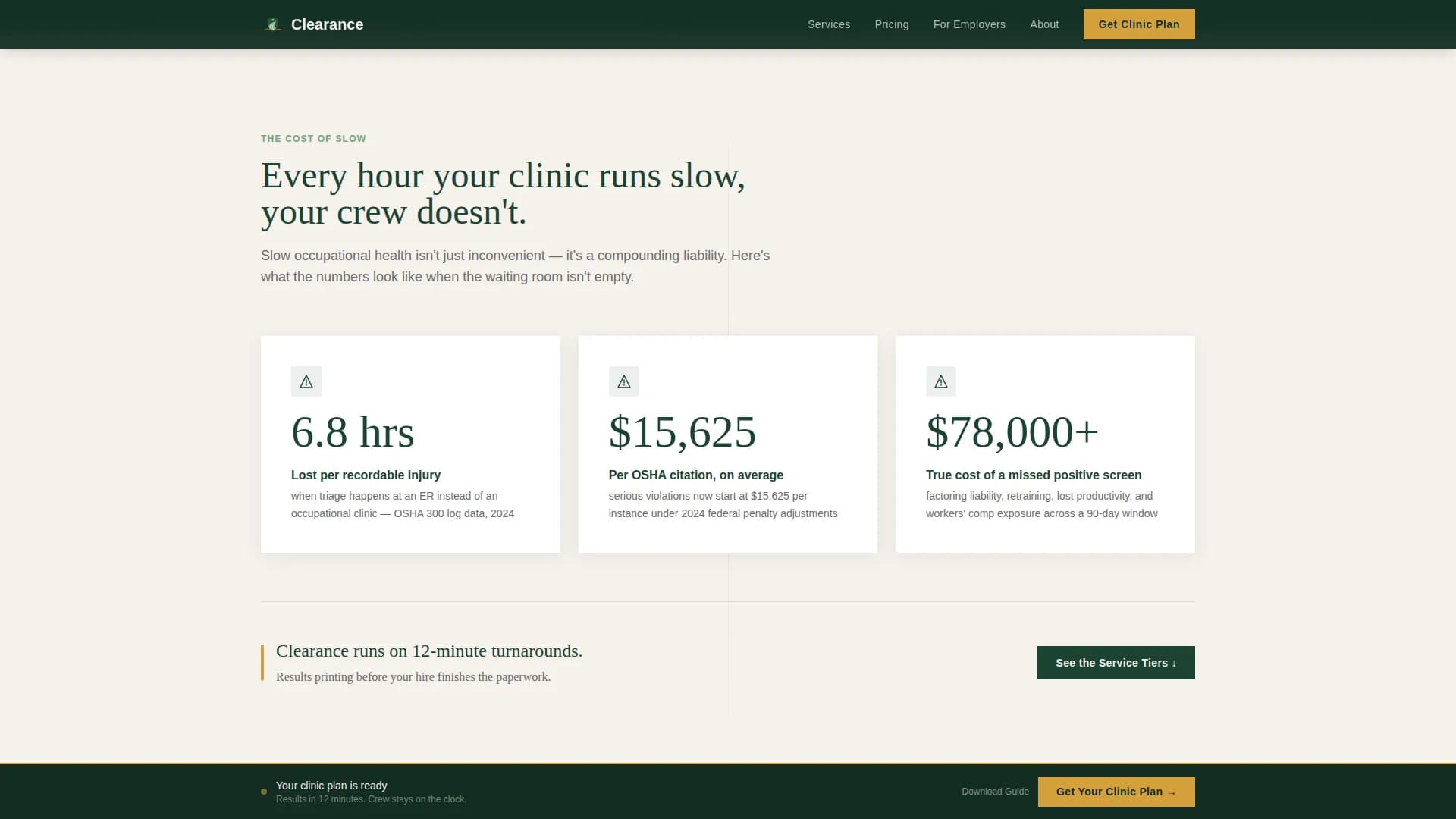 Clearance - Occupational Health Landing Page Template