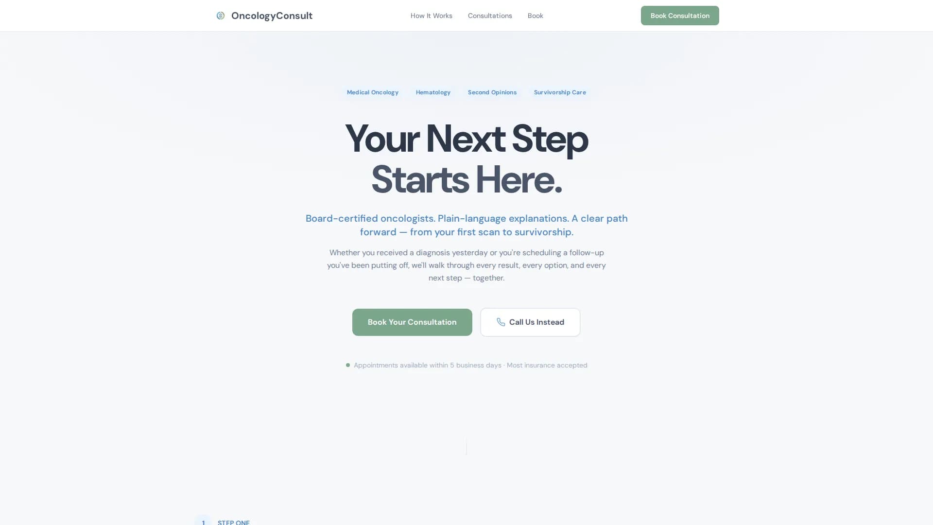 Oncologist Booking Website Template