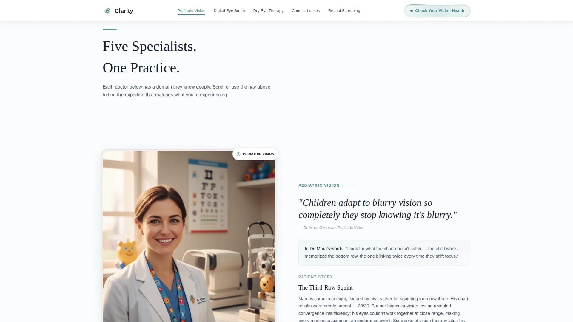 Eye Care & Optometry Booking Website Template
