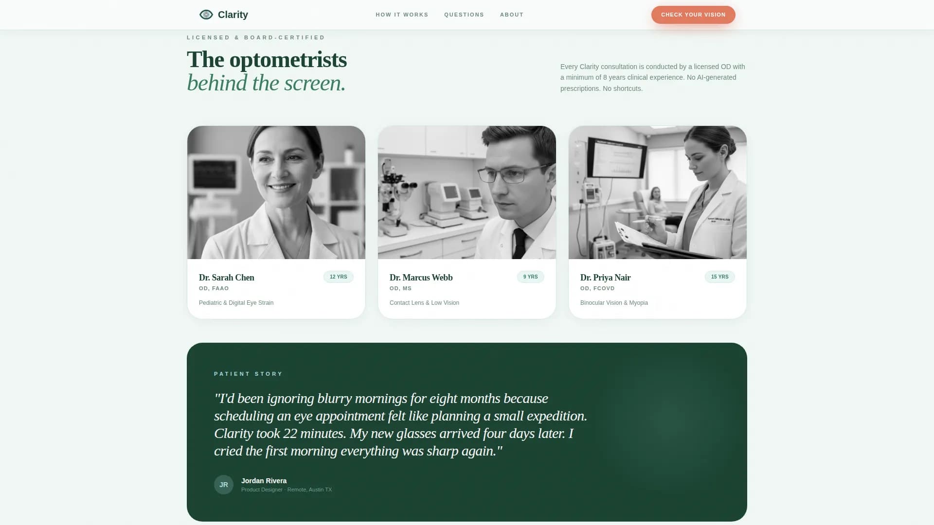 Optometrist Booking Website Template