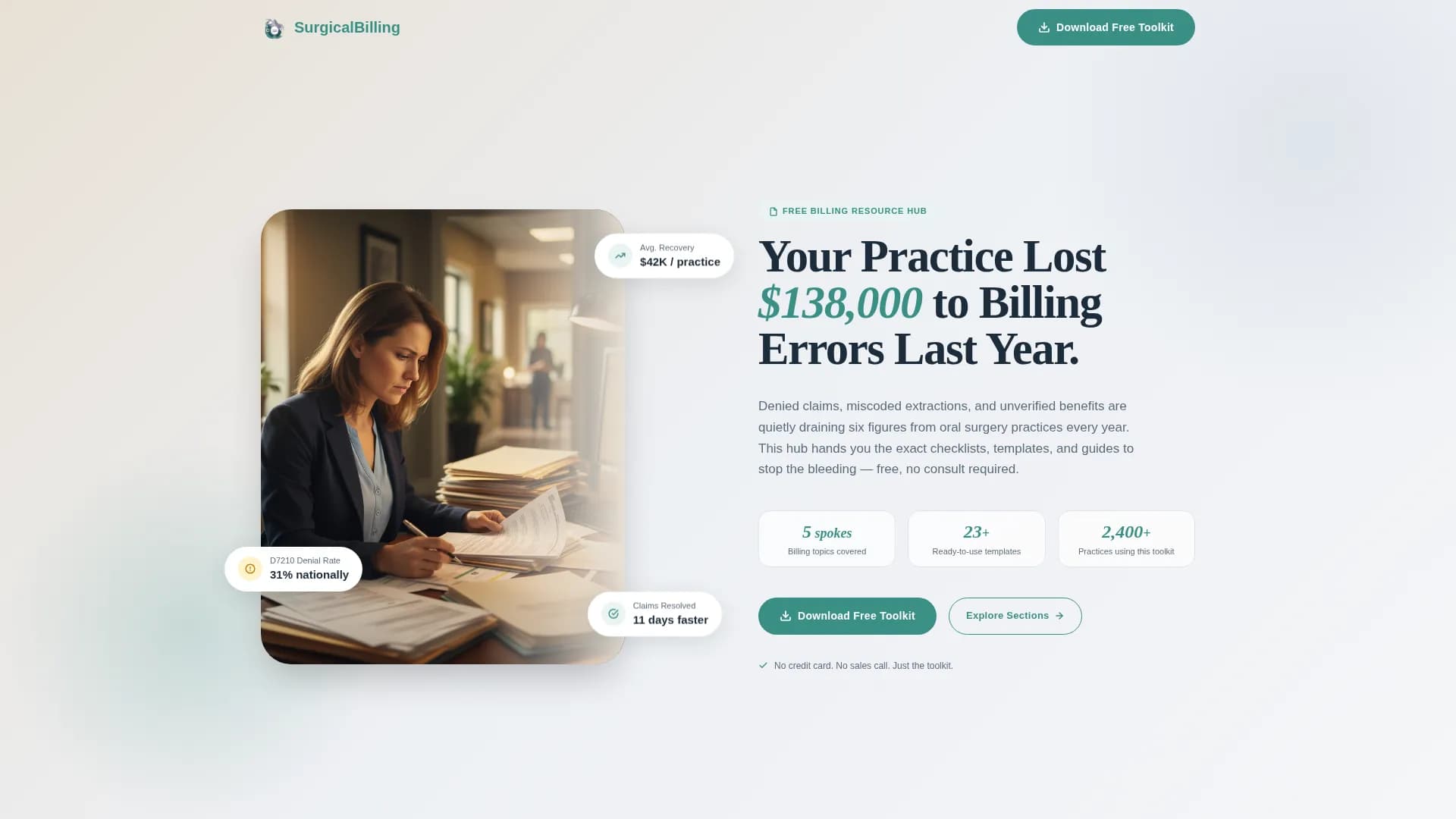 Surgicalbilling - Streamlined Oral Surgeon Landing Page Template