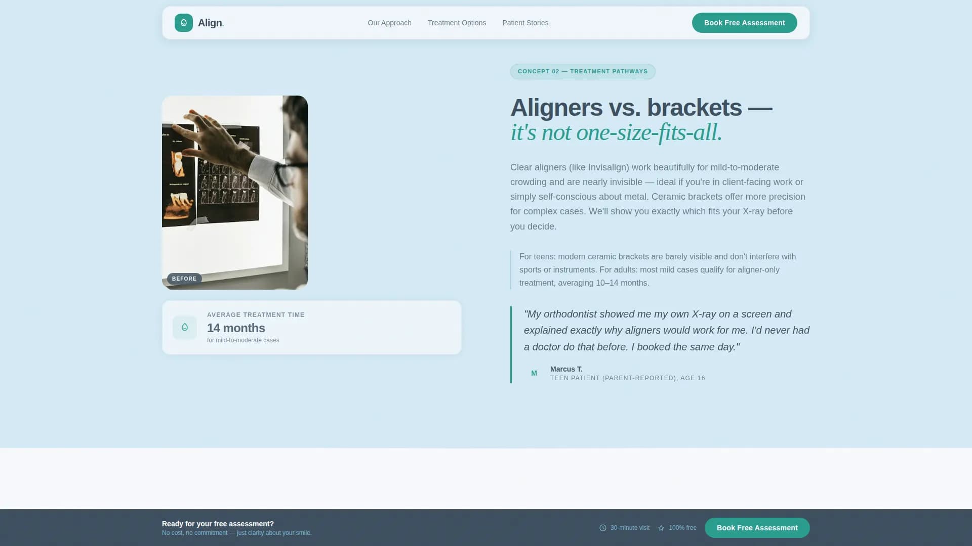 Orthodontist Free Assessment & Patient Education Website Template