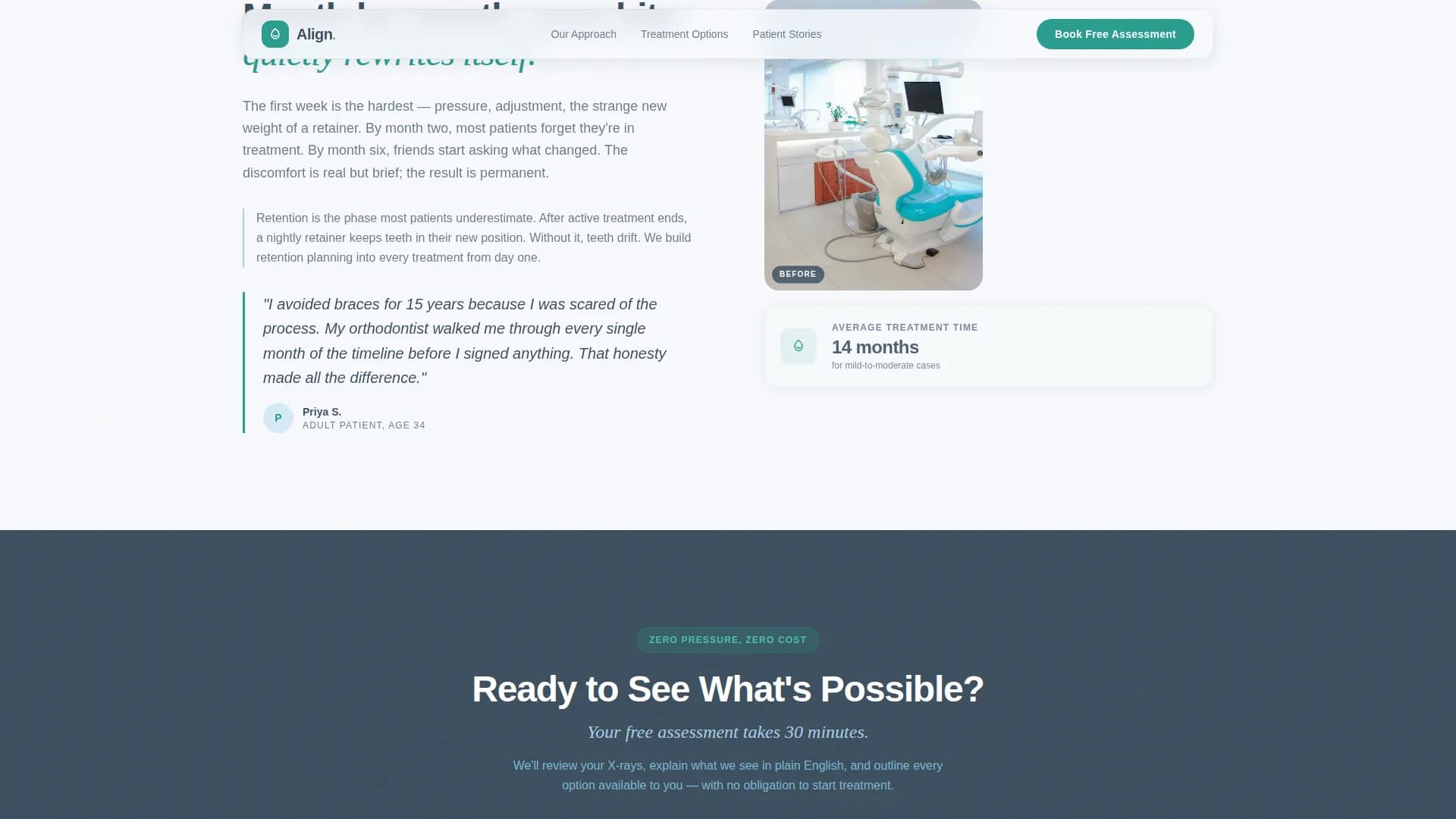 Orthodontist Free Assessment & Patient Education Website Template