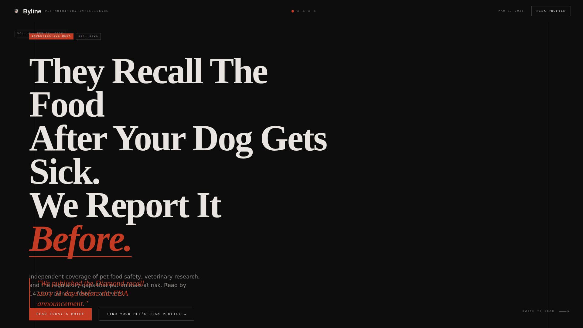 Byline - Investigative Petcare Landing Page Template