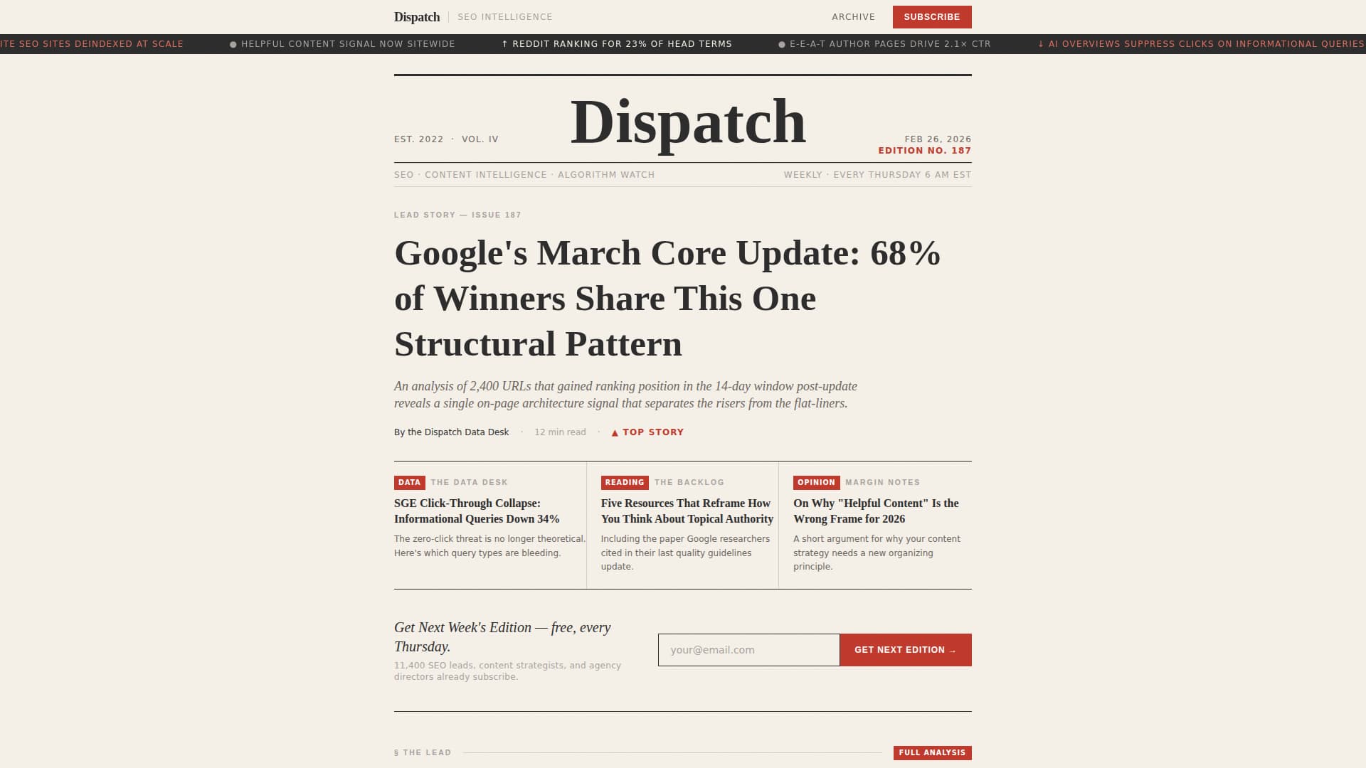Advanced SEO & Content Newsletter Blog & Content Website Template